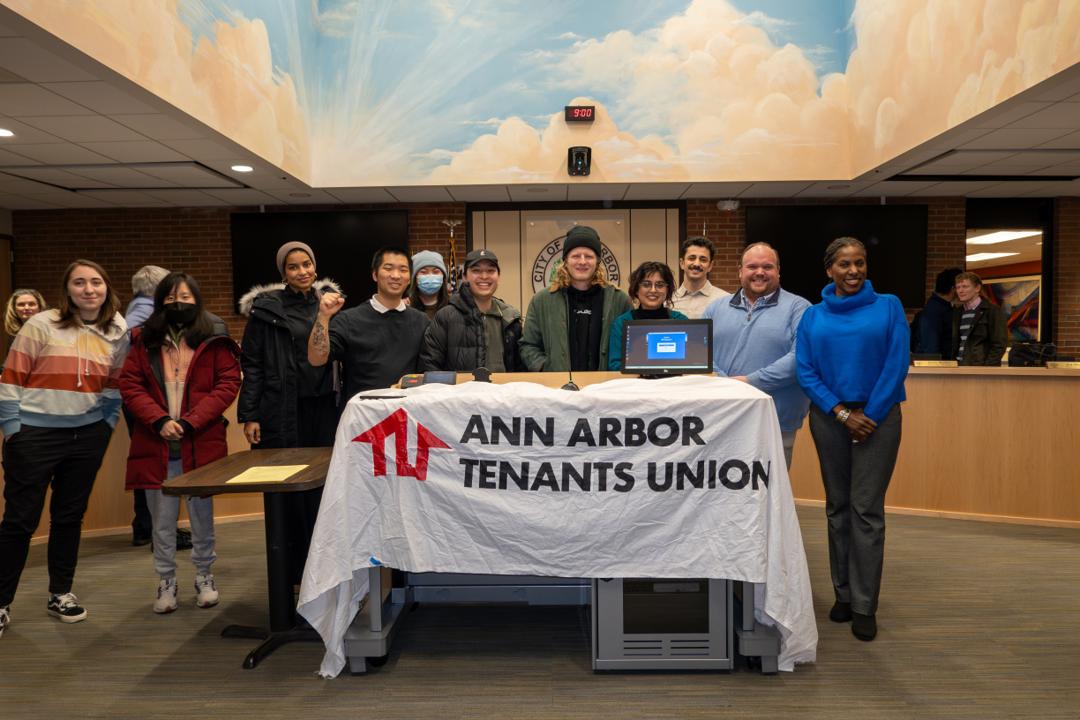 AATU organizers stand with Co-sponsors Radina and Harrison